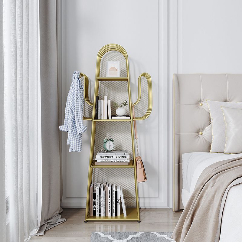 Scandinavian Geometric Bookcase Metal Closed Back Bookshelf with Shelves