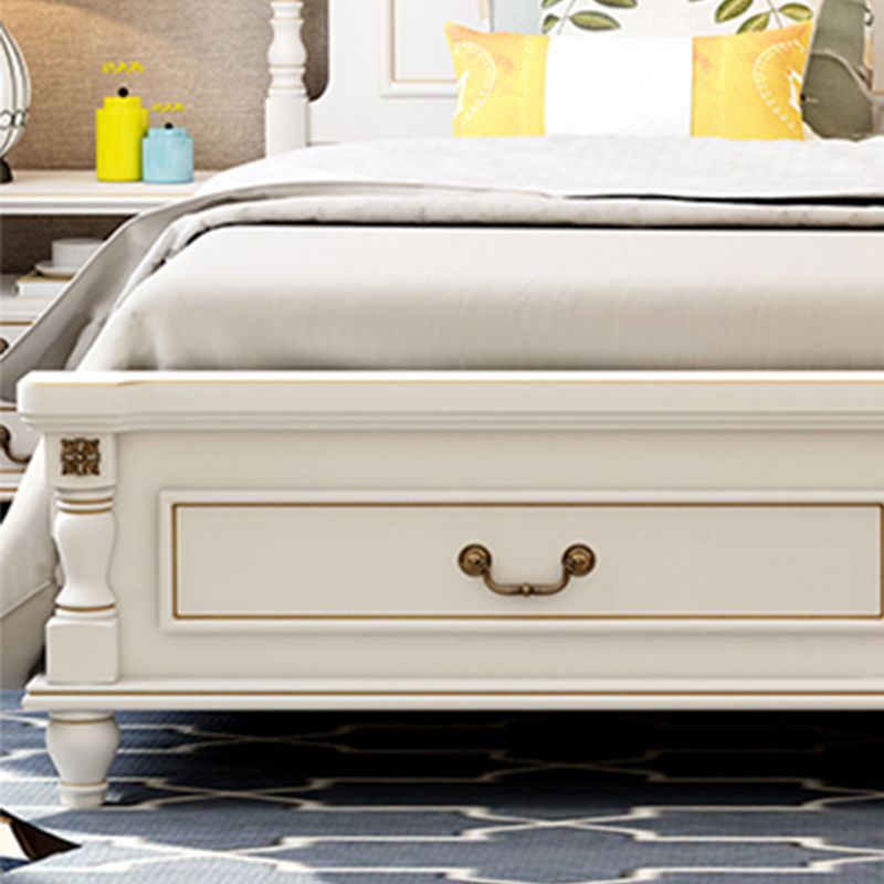 Wood Victorian Bed Frame White Camelback Headboard Panel Bed