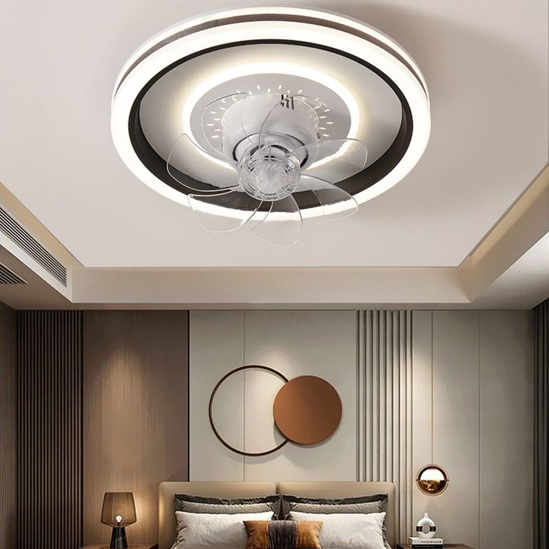 Nordic Style Round Fan Light Metal Colorful LED Flush Mount Light for Bedroom