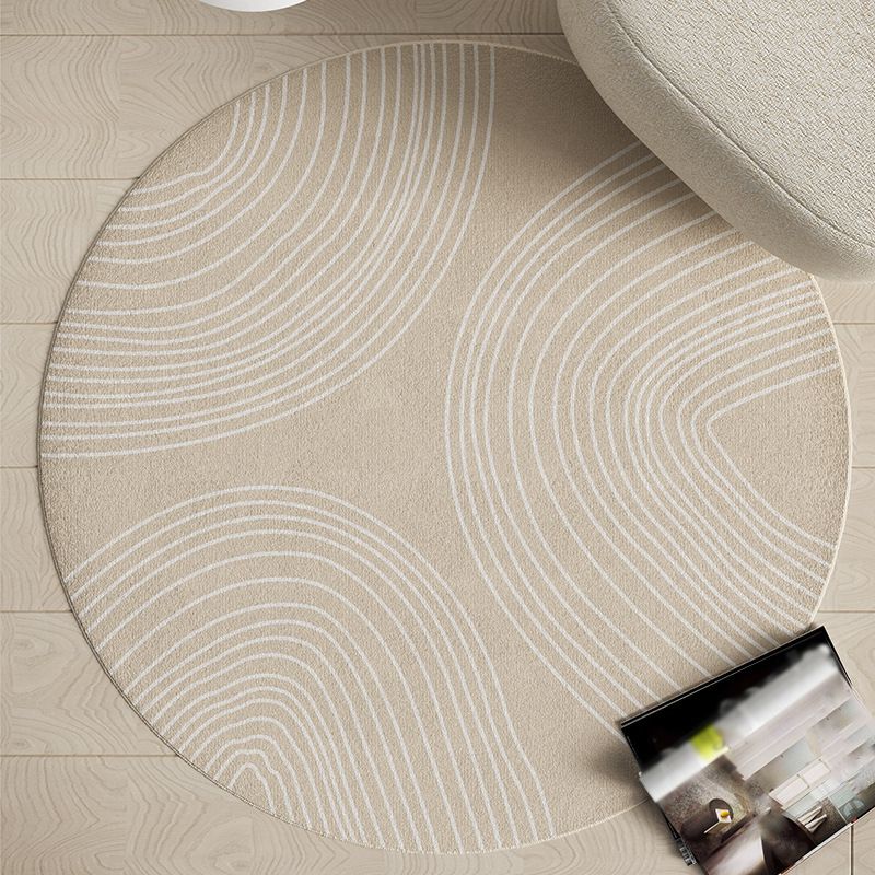 Modern Living Room Rug Round Polyester Rug Anti-Slip Backing Rug for Living Room