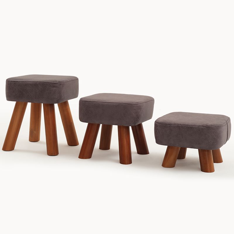 Stain Resistant Square Ottoman Solid Color Leather Standard for Living Room