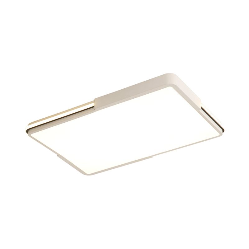 White Square/Rectangular LED Flush Mount Light Simple 16"/19.5"/35.5" Wide Acrylic Bedroom Ceiling Lamp in Warm/White Light