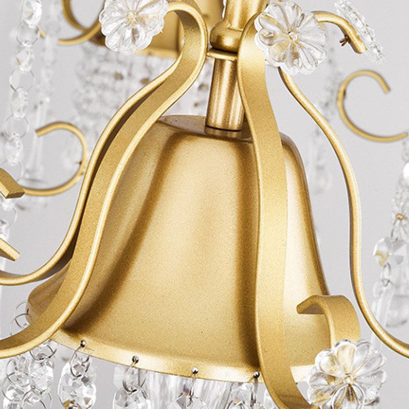 Gol Bell Chandelier minimaliste 7/9 Lumières Kit de lampe de suspension de brin de perle en cristal pour le salon