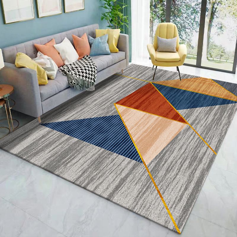 Luxuriöser geometrischer Teppich, mehrfarbig, minimalistischer Teppich, Synthetik, haustierfreundlich, maschinenwaschbar, rutschfester Teppich für die Inneneinrichtung