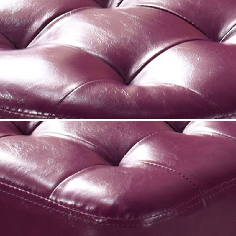 Modern Tufted Ottoman Water Resistant Genuine Leather Square Footstools Ottoman