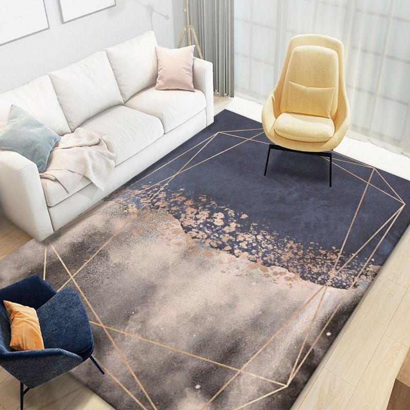 Modern Area Rug Abstract Pattern Polyester Rug Stain Resistant Carpet for Living Room