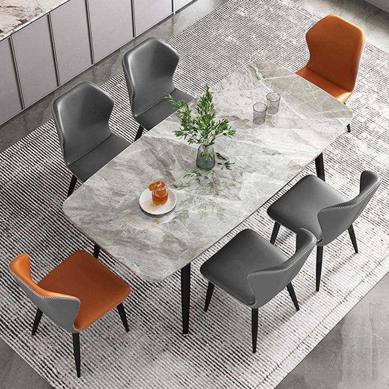 Metaal eigentijdse rechthoekige eettafel gesinterde stenen tafel met 4 metalen benen