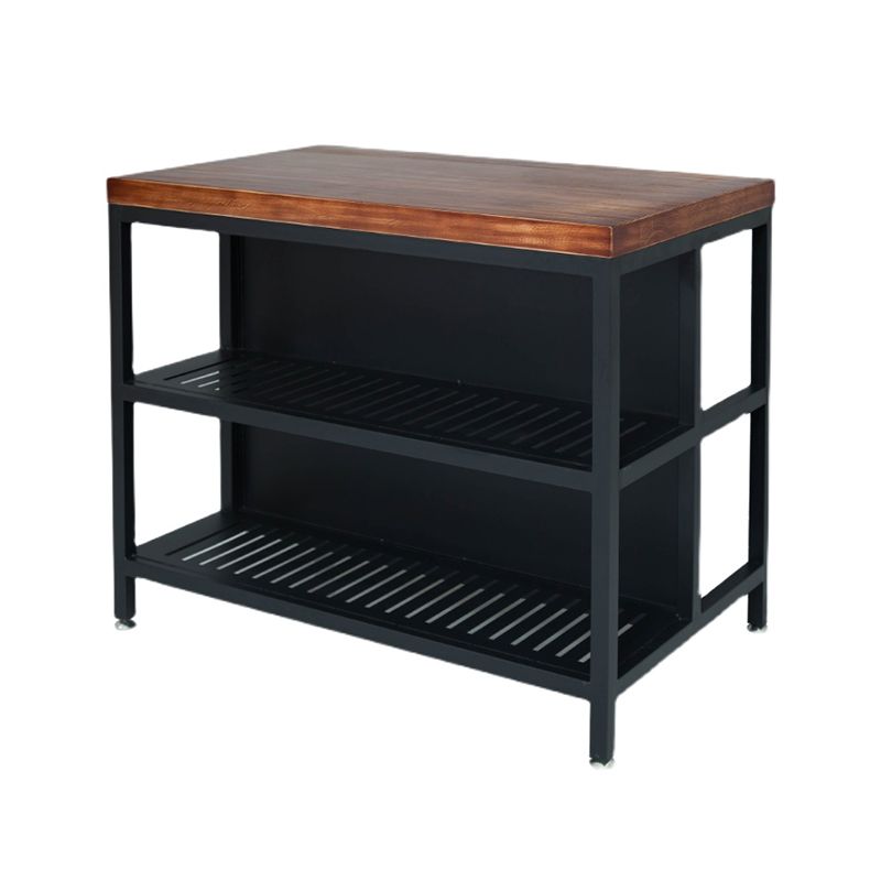 Industrial Stationary Kitchen Island Solid Wood Kitchen Island Table
