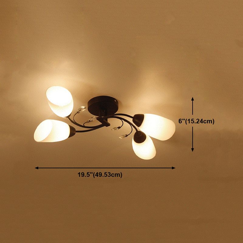 Multi Lights Ceiling Mount Light Minimalist Flush Mount Ceiling Light with Glass Shade