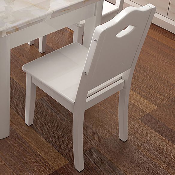 Minimalist Marble Dining Set with Rectangle Table White Dining Set with 4 Legs Base