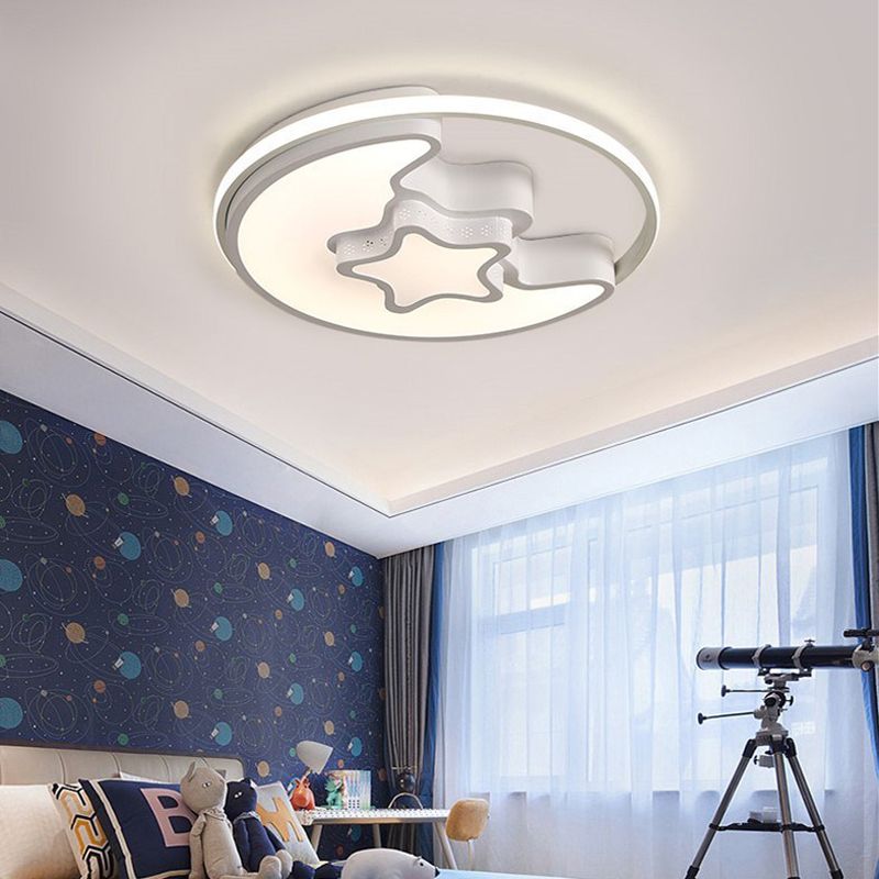 Metal Round Shape Flush Mount Light Kid-Style 3 Lights Flush Ceiling Light Fixtures