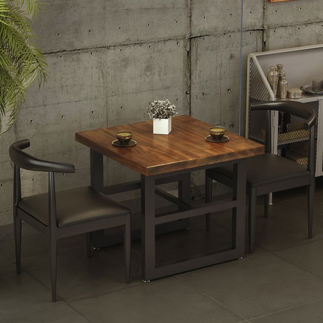 Industrial Dining Table Pine Solid Wood Table with Black Trestle Base for Dining Room