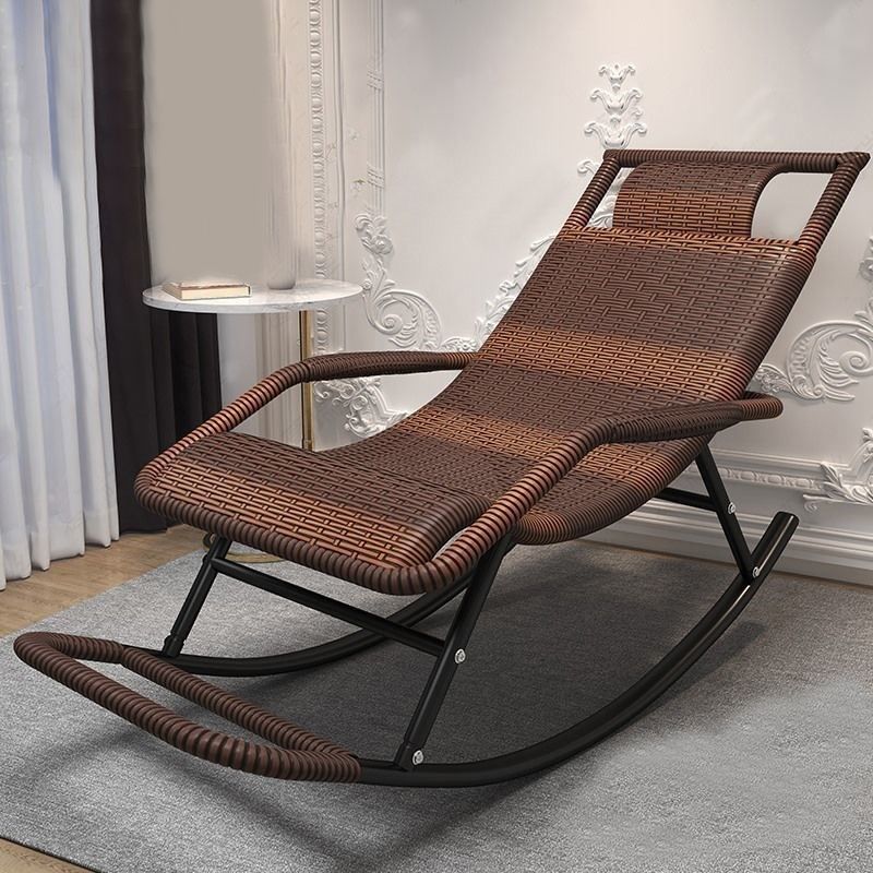Modern Rattan Rocker Chair Reclining Rocking Chair for Home Decor