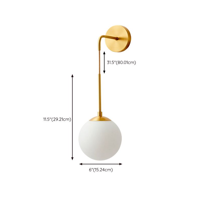 Ball Shape Glass Wall Light Modern Style 1 Light Wall Light Sconce in Gold