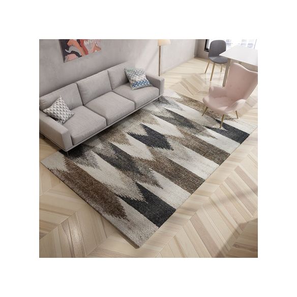 Nordic Geometric Pattern Rug Multi-Color Polypropylene Carpet Anti-Slip Washable Stain Resistant Rug for Great Room