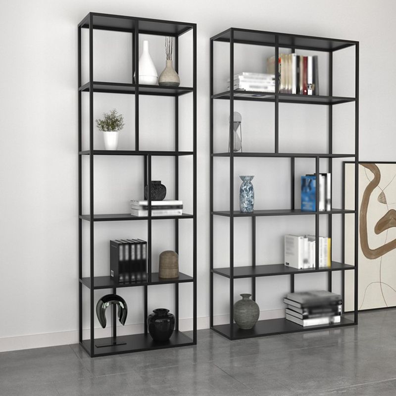 4-Shelf Black Etagere Bookshelf Contemporary Open Iron Frame and Shelf
