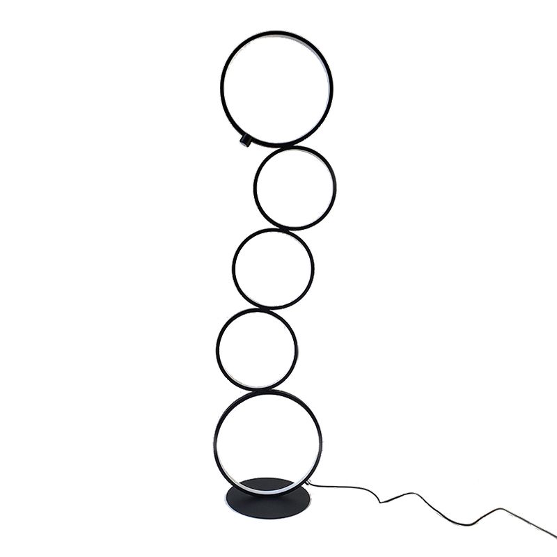 5 Light Circles Floor Lamp Contemporary Metal Standard Lamps for Living Room