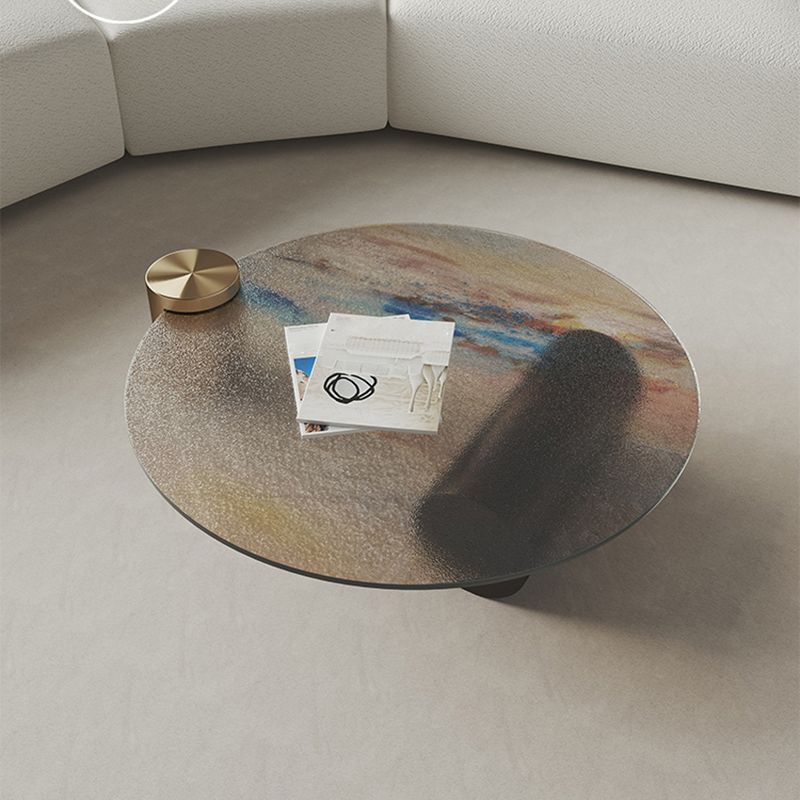 Round Glass Coffee Table 2 Legs Tropical Single Coffee Table