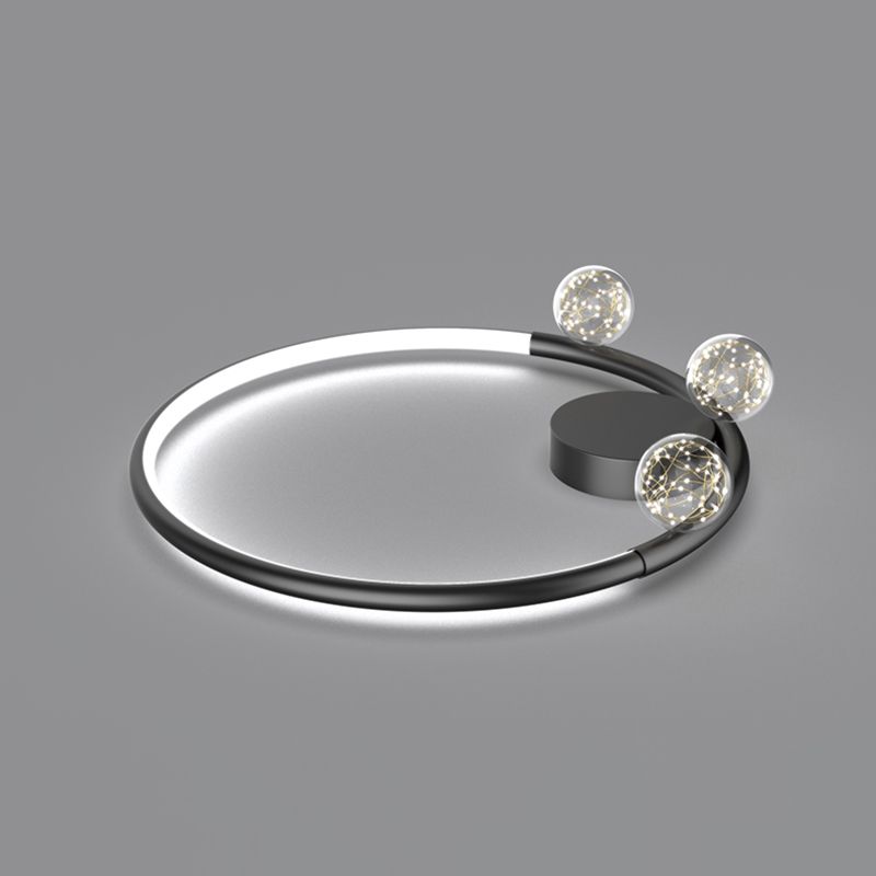 Black Metal Circulaire Flush Mount Light 3-Light LED Ceiling Light Fixture for Living Room