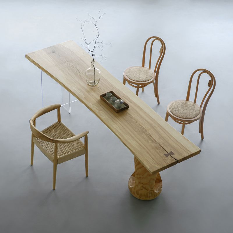 Natural Double Pedestal Table Solid Wood Modern Dinner Room Kitchen Table