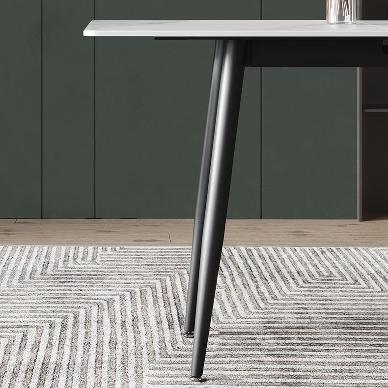 51.18''L Minimalist Sintered Stone Table Rectangle Extendable Dining Table for Kitchen