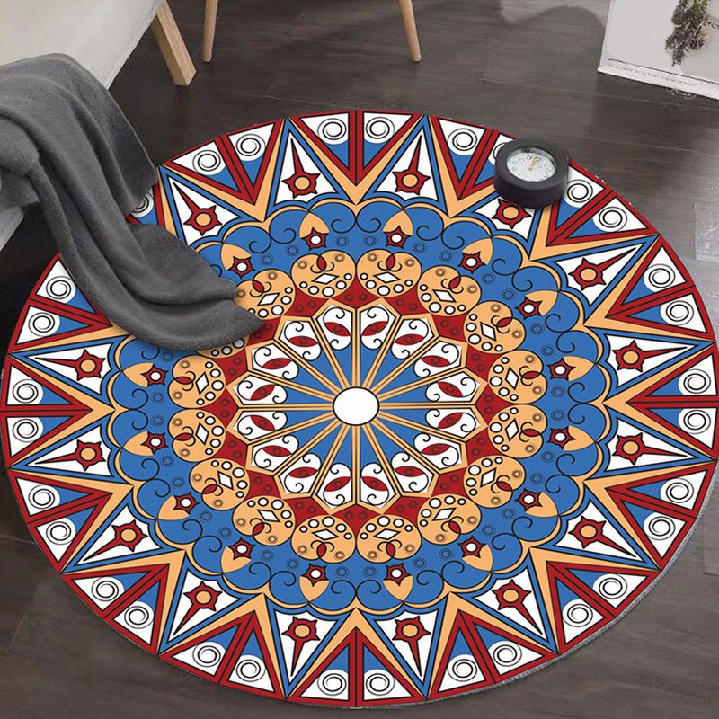 Art Deco Moroccan Rug Multi-Colored Mandala Rug Pet Friendly Machine Washable Anti-Slip Rug for Bedroom