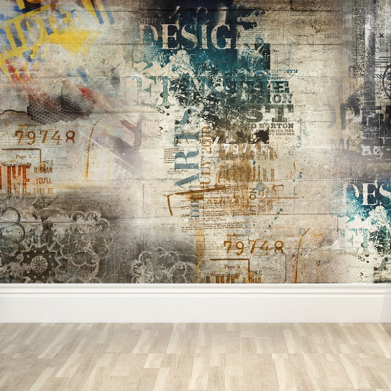 Cool Graffiti Mural Wallpaper Boys Bedroom Faux Metal Wall Covering, Made to Measure