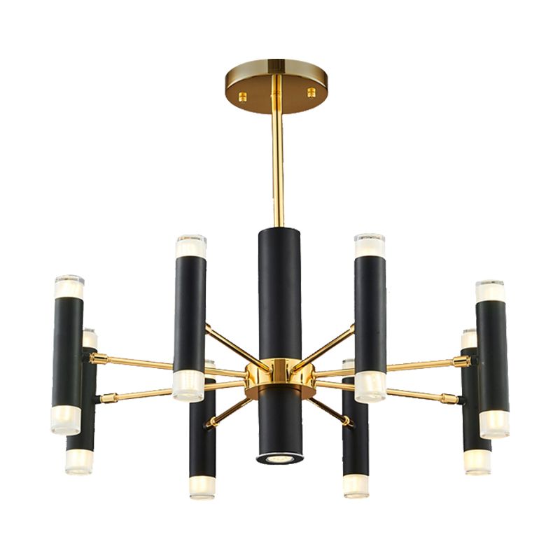 Metal Cylinder Chandelier Light Modern 16/20 Lights Black Ceiling Pendant Light for Dining Room