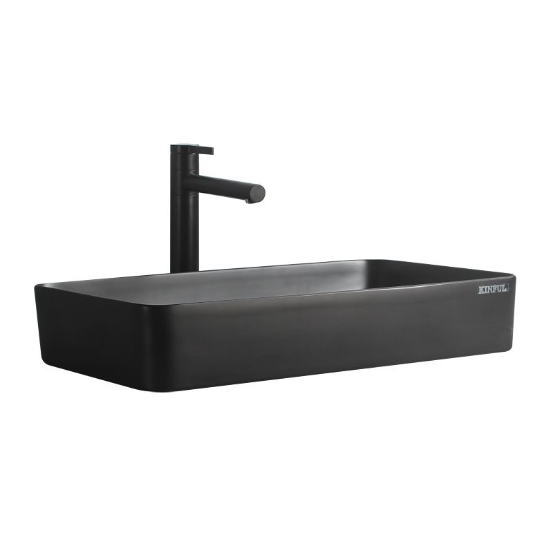 Modern Vessel Lavatory Sink Porcelain with Faucet and Basin Bathroom Sink
