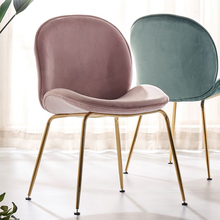 Flannel Scandinavian Bedroom Side Chair Parsons Matte Finish Dining Chair with Gold Legs