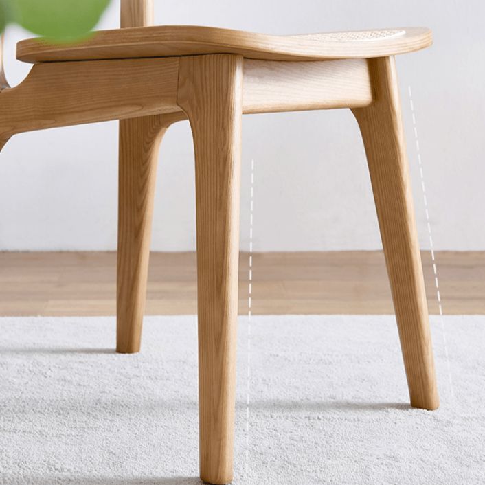 Chaise de salle à manger traditionnelle en bois massif, finition mate, chaise latérale de salle à manger à dossier ouvert