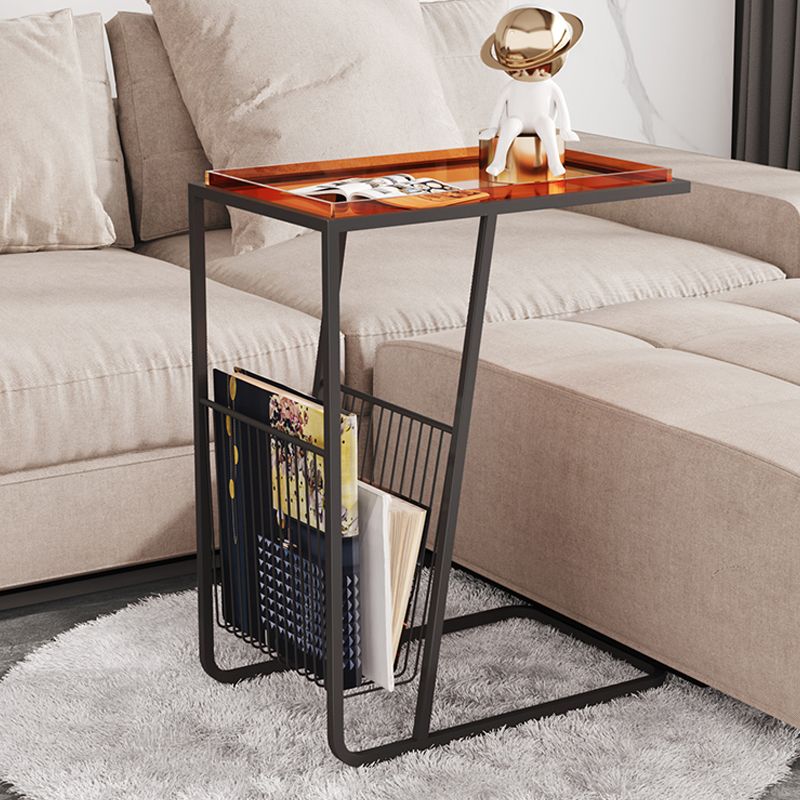 Contemporary Accent Side Table with Storage Living Room Rectangular Abstract