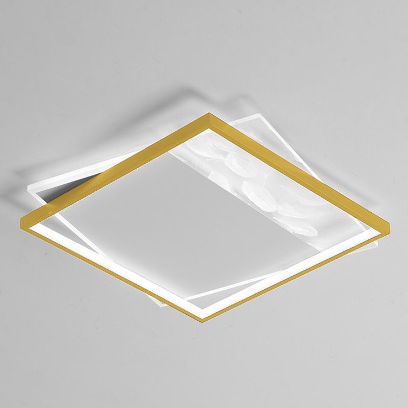 Geometry Shape LED Feather Ceiling Lamp Modern Iron 1 Light Flush Mount for Living Room