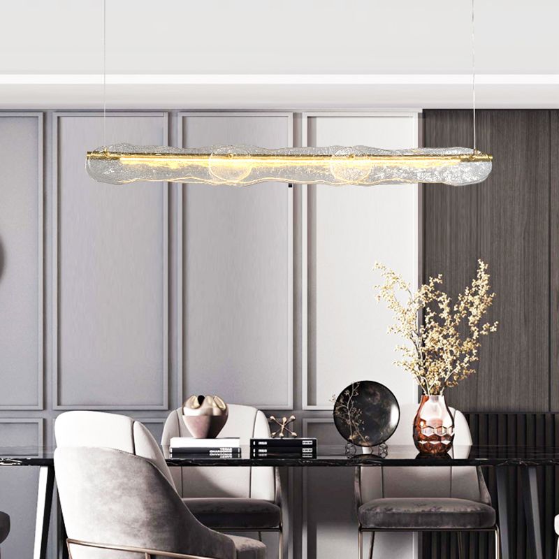 1-Light Island Light Modern Style Linear Shape Glass Shade Pendant Lighting