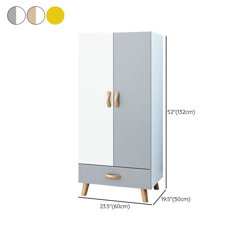 Matte Finish Cabinet with Clothes Rail Modern Hinged Door Wardrobe for Home