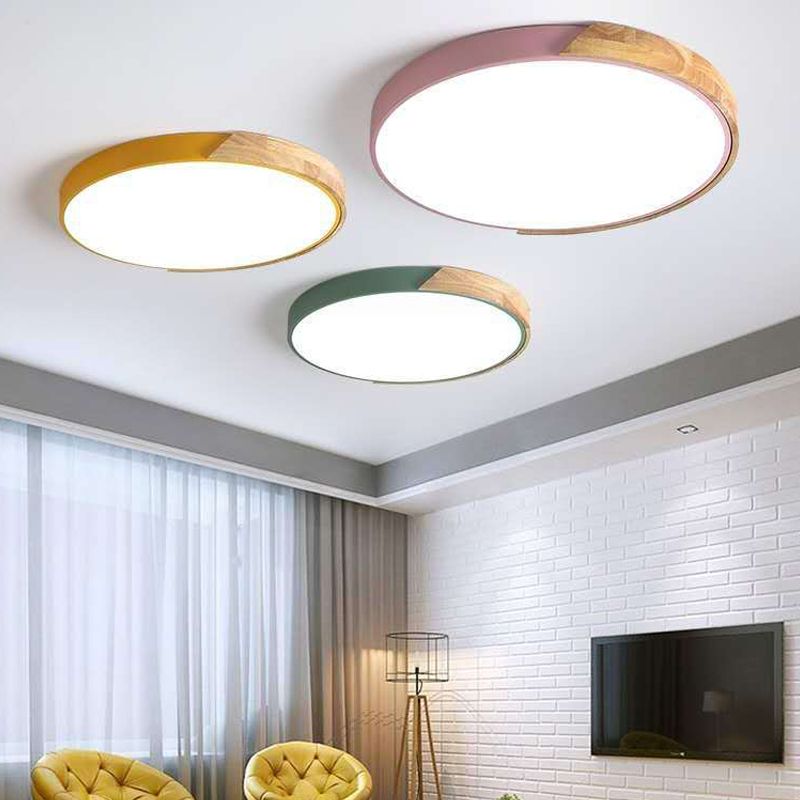 Nordic Simple Flush Plafond Licht Houten LED Flush Mount Verlichting voor Slaapkamer