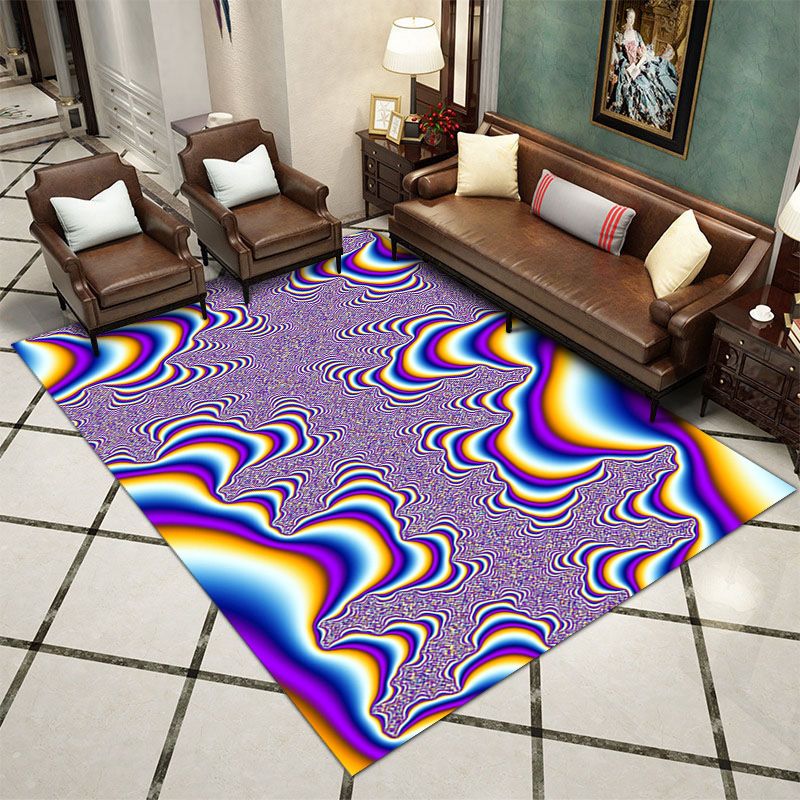 Red Contemporary Rug Polyester Graphic Indoor Rug Stain Resistant Rug for Home Decoration