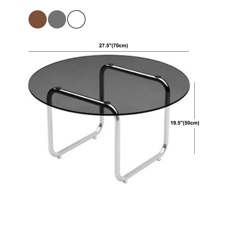 Modern Glass Sled Cocktail Table Round 1 Single Coffee Table