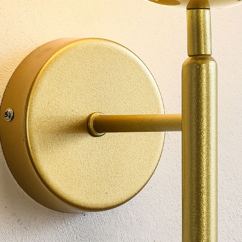 Gold Metal Glass Wall Sconce 1 Blub Wall Mounted Light Fixture for Study Room