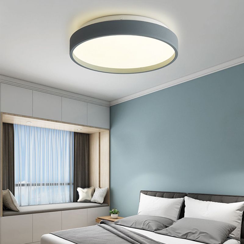 12"/18" Round Flush Light Modern Acrylic 1 Light Flush Mount Ceiling Light in Coffee Bronze/Gold/White for Indoor