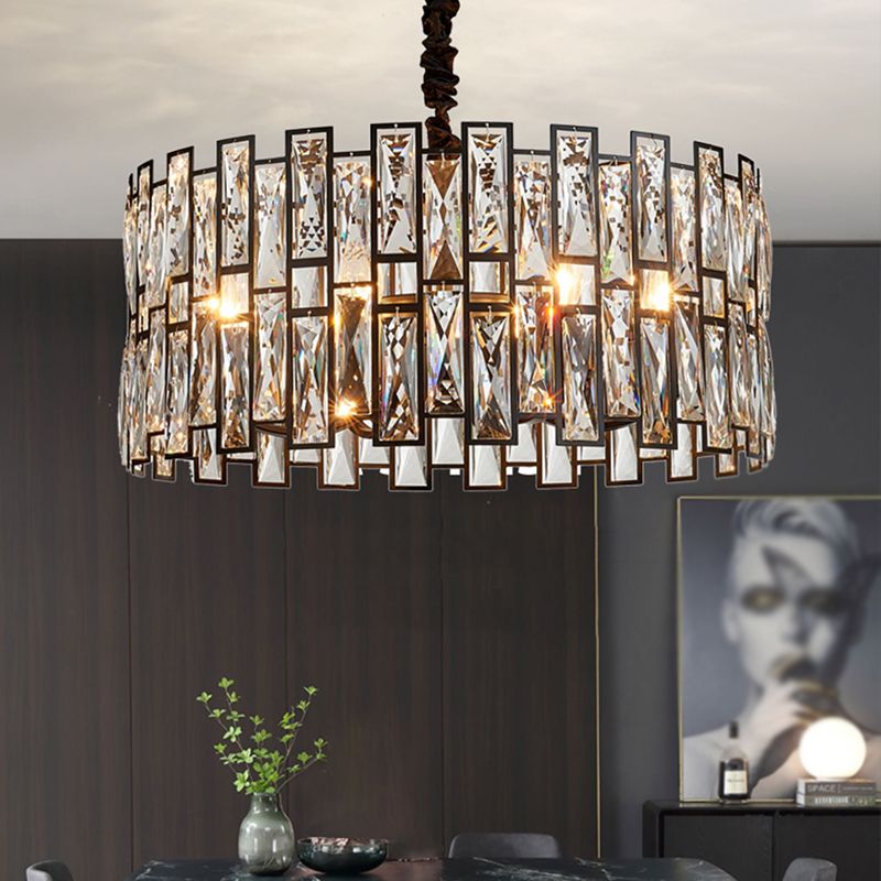 Contemporary Style Geometry Pendant Chandeliers Crystal Chandelier Lights in Black