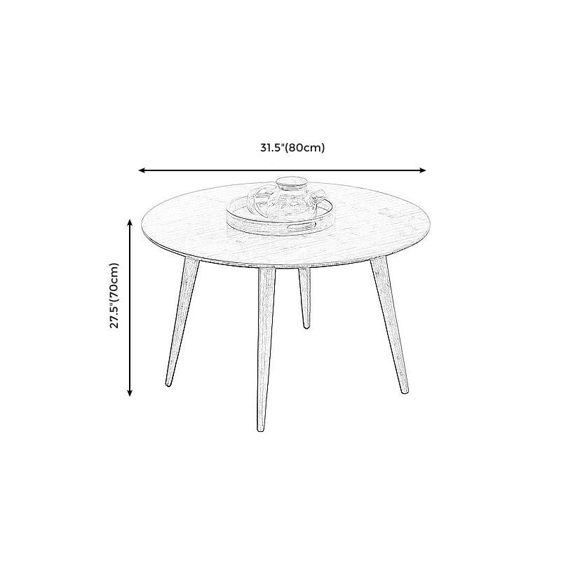 Round Wood Coffee Table Scandinavian 4 Legs Natural Cocktail Table