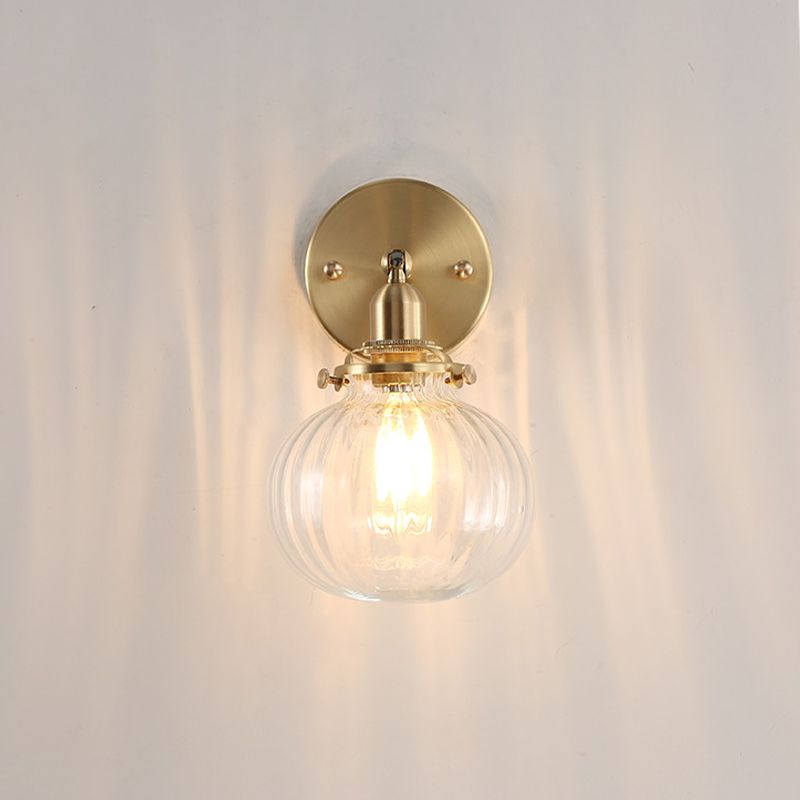Minimalistische wereldwandlicht Champagne/Clear Prismatic Glass Single SCONCE -verlichtingsarmatuur in goud