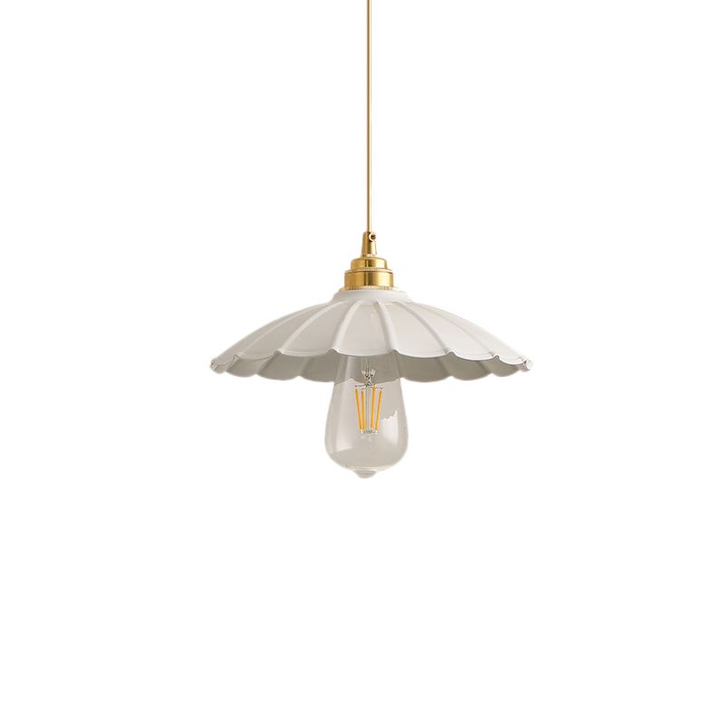1 Bulb Pendant Lighting Fixture Industrial Flared Black/White Finish Metal Hanging Ceiling Lamp