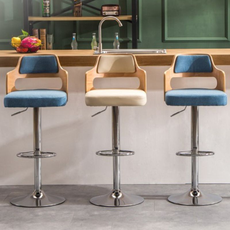Nordic Style Leather Upholstered Barstool Adjustable Height Swivel single Bar Stool