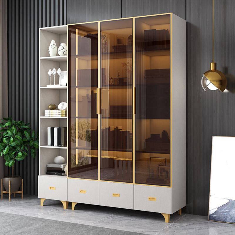 Glam Standard Book Shelf Engineered Wood Bookcase with Doors