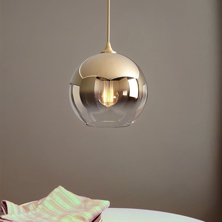 Gold Globe Single Pendant Light in Modern Creative Style Wrought Iron Hanging Lamp with Glass Shade