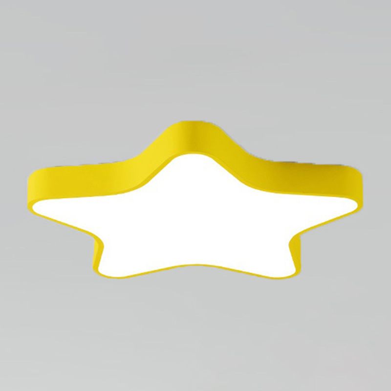 Pentagram Shape LED Ceiling Lamp Macaroon Modern Iron 1 Light Flush Mount for Bedroom