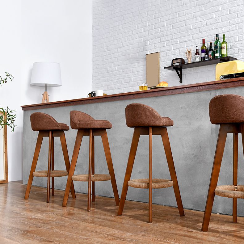 Low Back Dining Stool Beech Armless Bar Stool with Wood Base