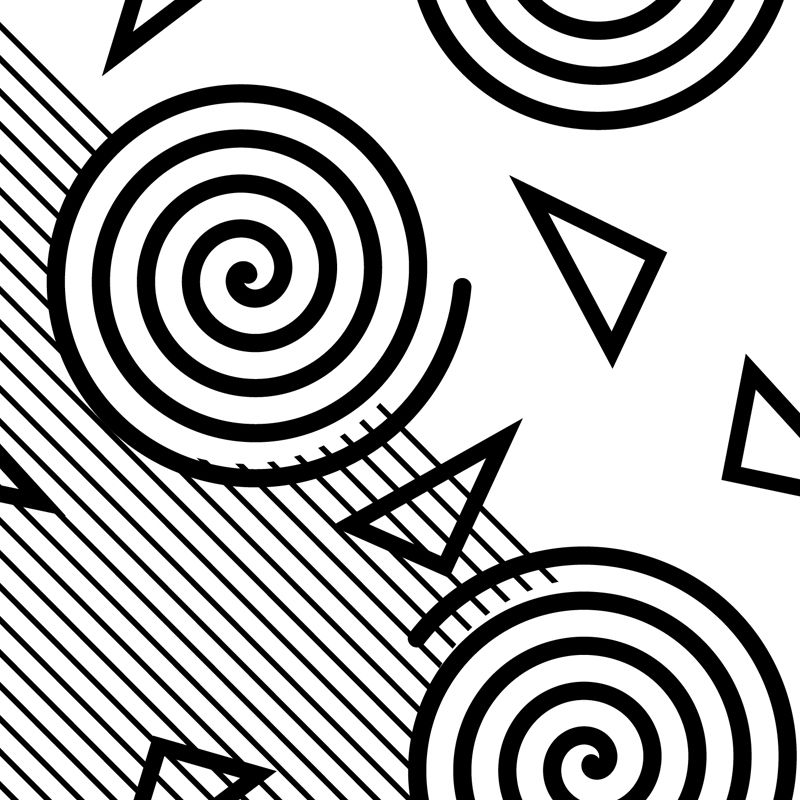 Modern Geometric Wall Paper Mural for Kids Room Custom Wall Covering in Black-White